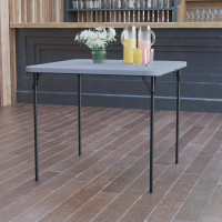 Flash Furniture DAD-LF-86-GY-GG 2.83-Foot Square Bi-Fold Gray Plastic Folding Table with Carrying Handle